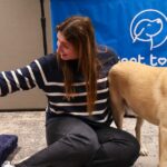Staff member with therapy dogs